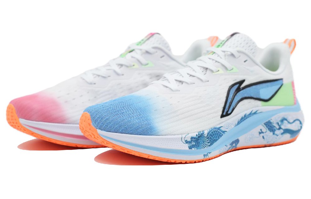LiNing Cushioning Anti-Slip And Wear-Resistant Low-Top Running Shoes Men's Blue Pink