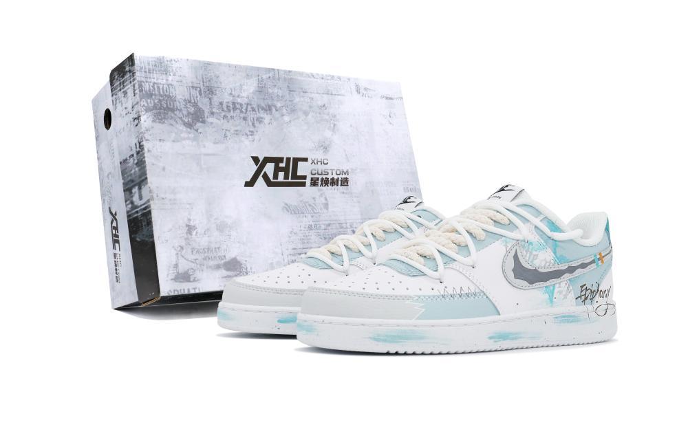 Nike Court Vision 1 Skateboard Shoes Men Low-Top Gray/Blue/White
