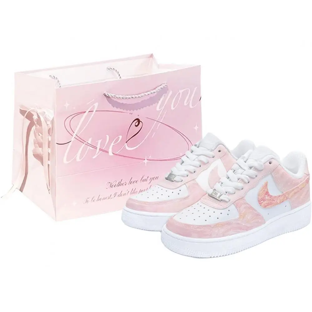 Nike Air Force 1 Shopping Bag, Dream, First Day Culture Abrasion Resistant Balance Low top Skateboard Shoes Unisex Pink