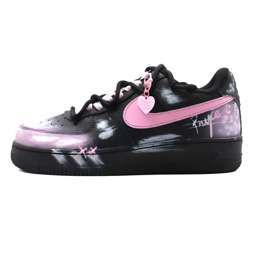 Nike Air Force 1 Skateboard Shoes Women's Low top Black Pink