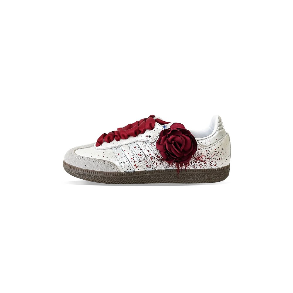 Adidas Originals SAMBA OG Anti-Slip Wear-Resistant Low-Top Skateboard Shoes Unisex Silver Red