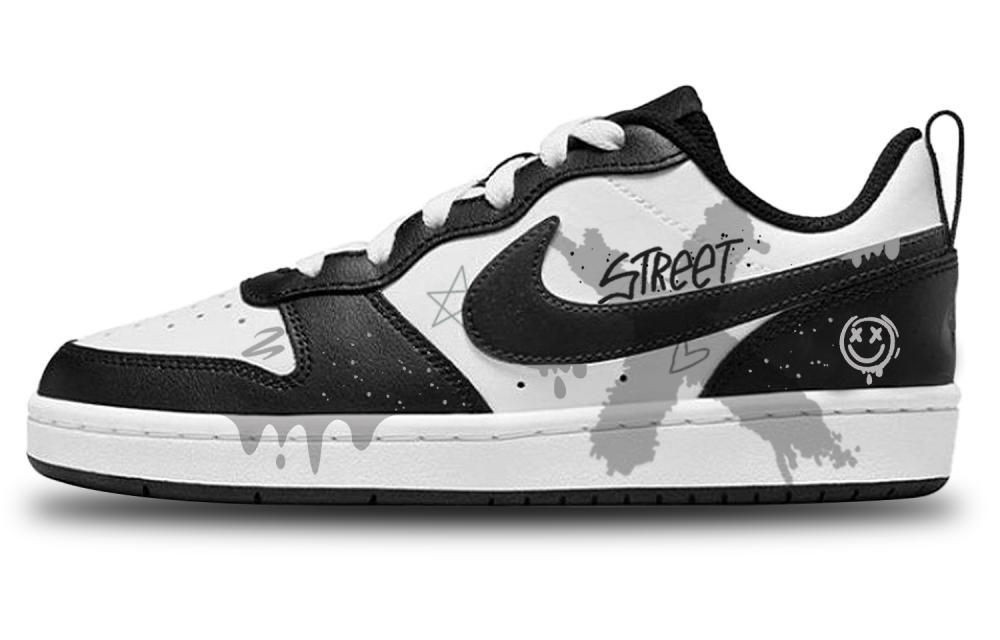 Nike Court Borough 2 Street Graffiti Low-Top Skateboard Shoes Women's Black Gray White