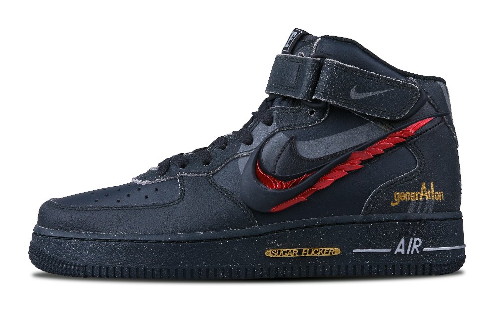 Nike Air Force 1 AI-Assisted Design 3D Printing Dracula Deconstruction Mid-Top Skateboard Shoes Men's Black Red