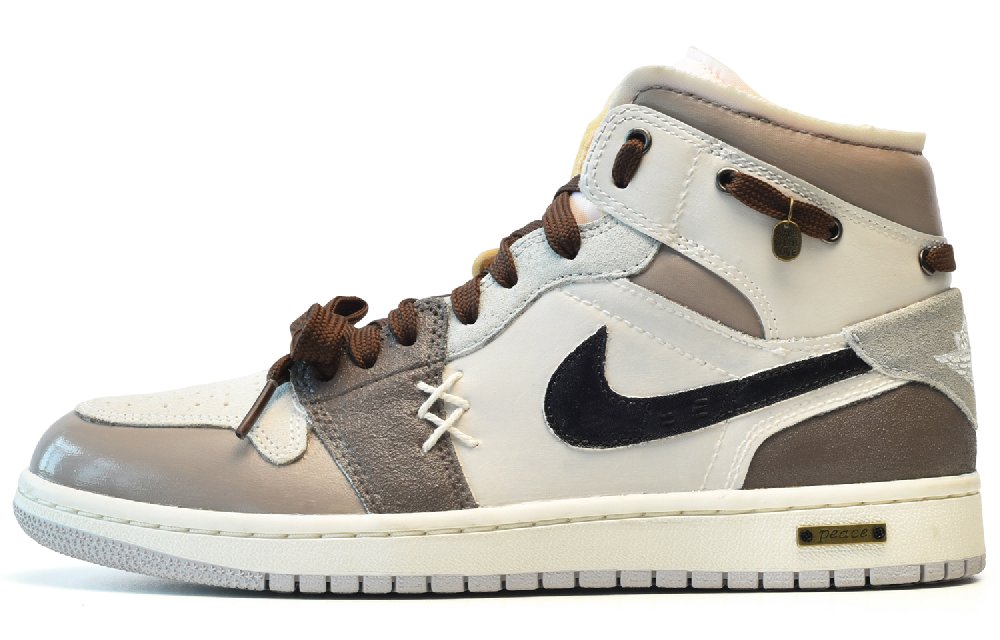 Jordan Air Jordan 1 Mid Mid-Top Vintage Basketball Shoes Men's White Brown