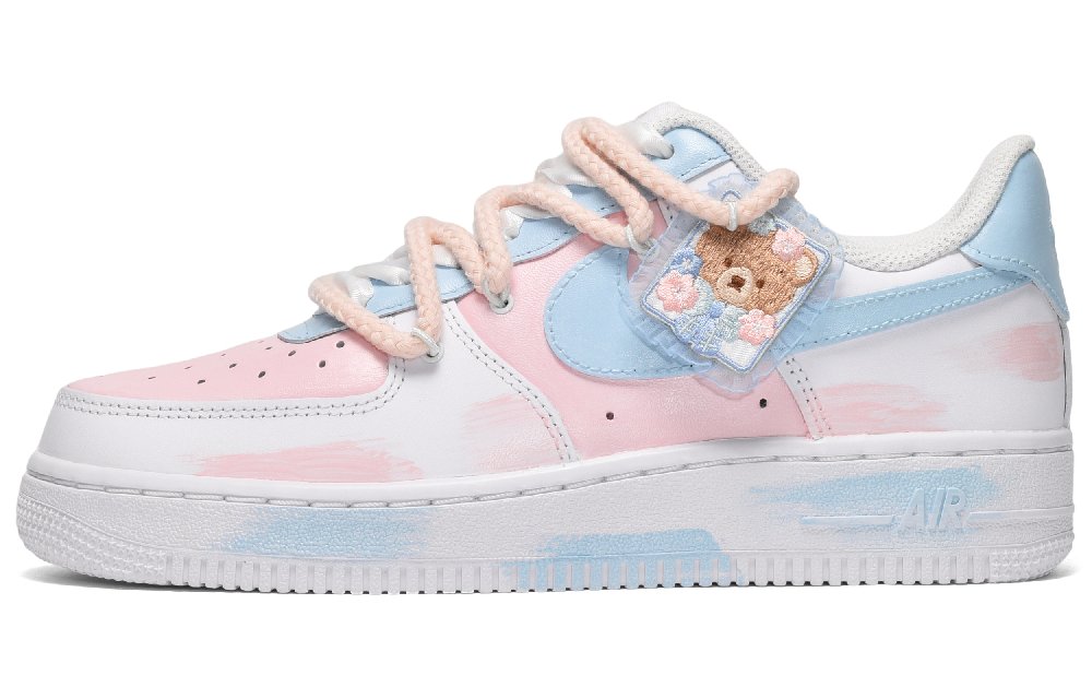 Nike Air Force 1 Impact-Resistant Wear-Resistant Quick-Drying Low-Top Skateboard Shoes Women's Pink Blue White