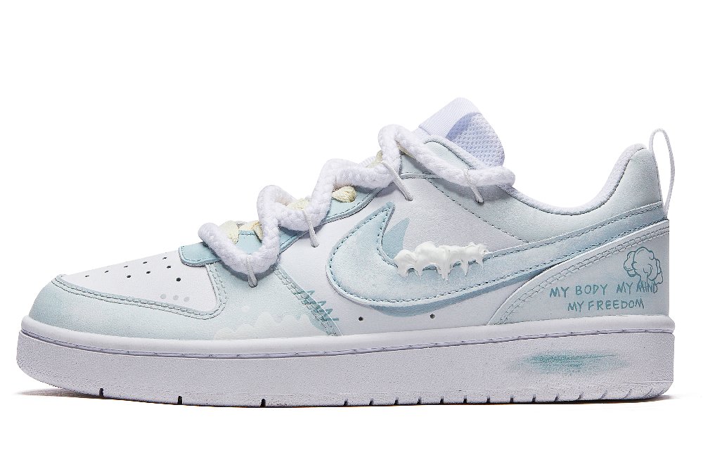 Nike Court Borough Low Top Skateboard Shoes Women's Blue White