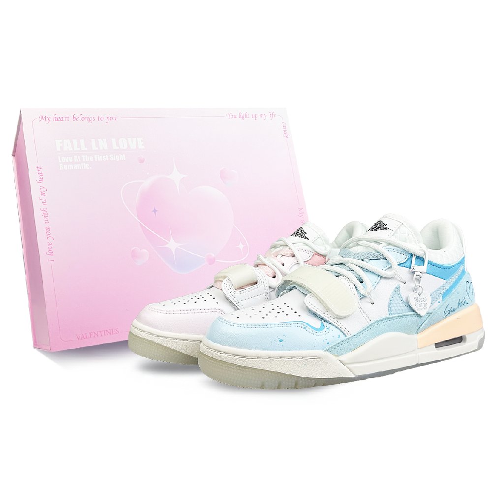 Jordan Legacy 312 Anti-Slip Wear-Resistant Low-Top Vintage Basketball Shoes Unisex Pink Blue
