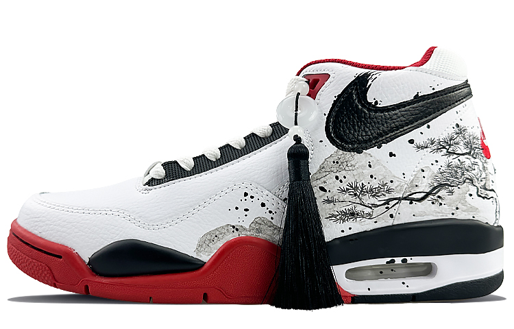 Nike Flight Legacy Mid-Top Vintage Basketball Shoes Unisex Black White Red