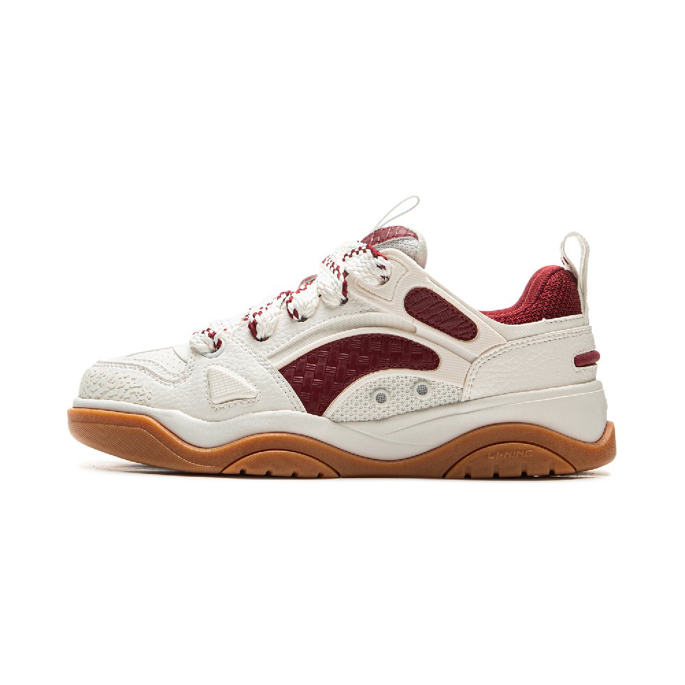 LiNing Jingcheng 2.0 V2 Slip Resistant Cushioning Height Increasing Low Top Skateboard Shoes Women's White Red