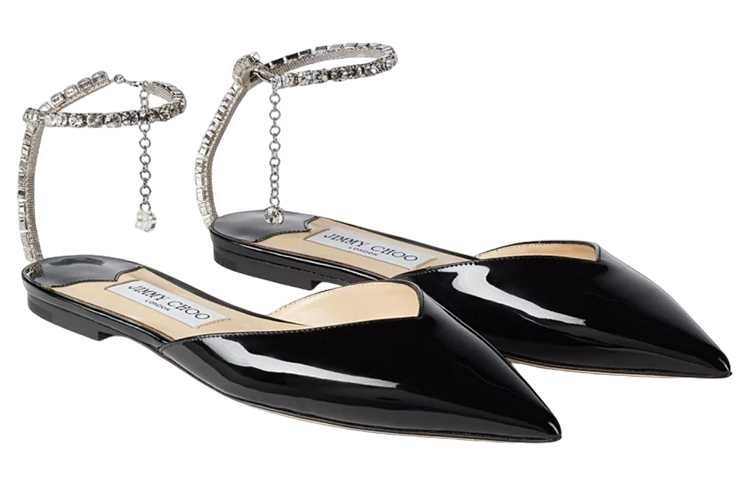 Jimmy Choo Saeda Crystal-embellished Ballerina Shoes