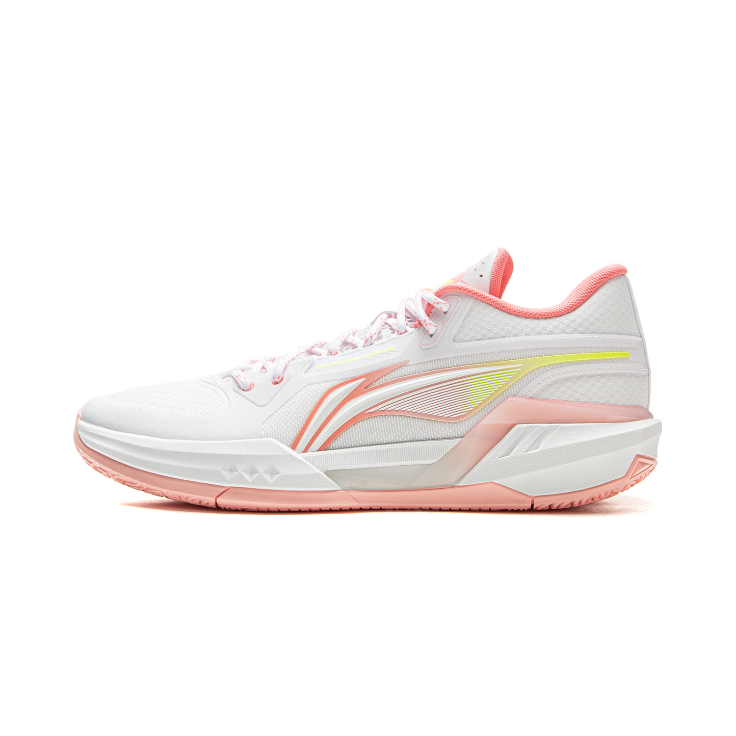 LINING Light Speed 3mid Basketball Shoes Men's Mid top Standard White/Peach Rouge Pink
