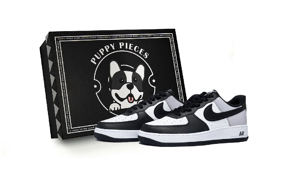 Nike Air Force 1 Puppy Fragment, Special Shoe Box Low Top Skateboard Shoes Men's White Dark Gray