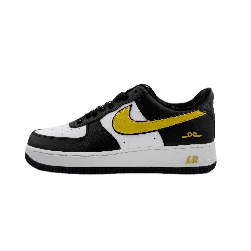 Nike Air Force 1 Anti-Slip Wear-Resistant Low-Top Skateboard Shoes Unisex Black Gold White