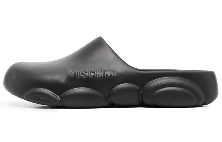 MOSCHINO Logo Embossed Round Toe Slides