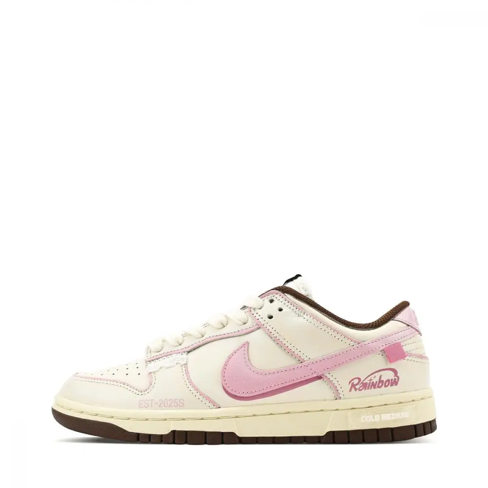 Nike Dunk Abrasion Resistant Low top Skateboard Shoes Women's Beige Pink
