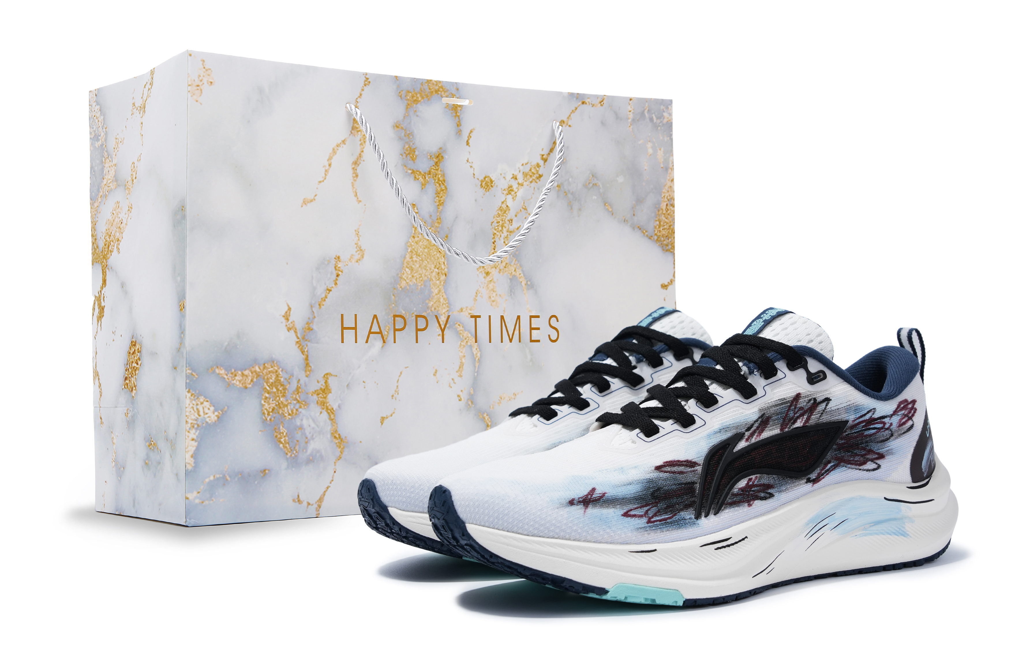 LINING Red Hare 8 Running Shoes Men's Low top White/Black/Blue