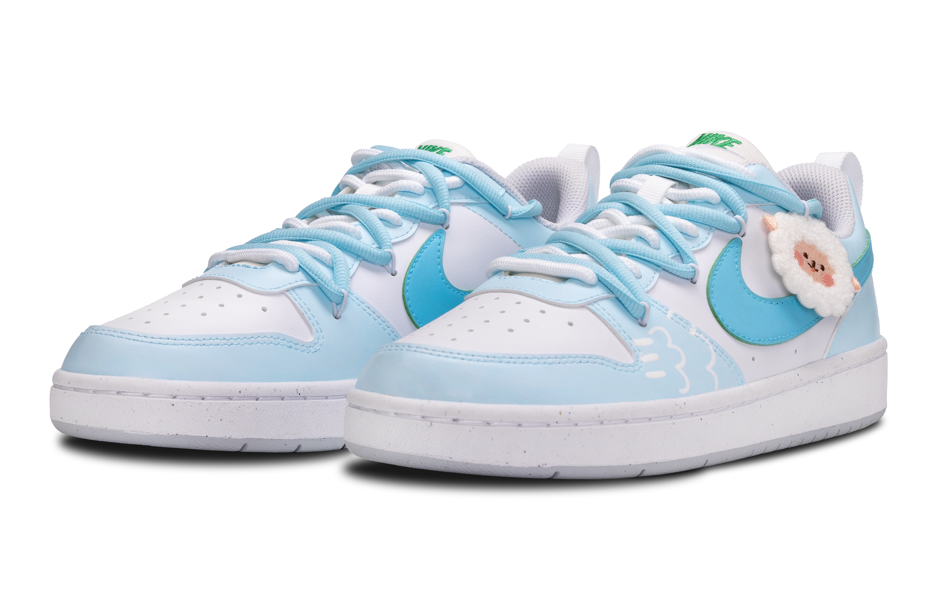 Nike Court Borough Slip-Resistant Lightweight Breathable Low-Top Skateboard Shoes GS Light Blue