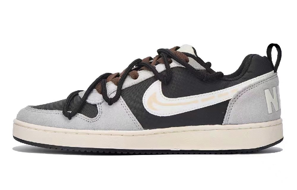 Nike Court Borough Ancient Fossil Anti-Slip And Wear-Resistant Lightweight Low-Top Skateboard Shoes Men's Black Gray