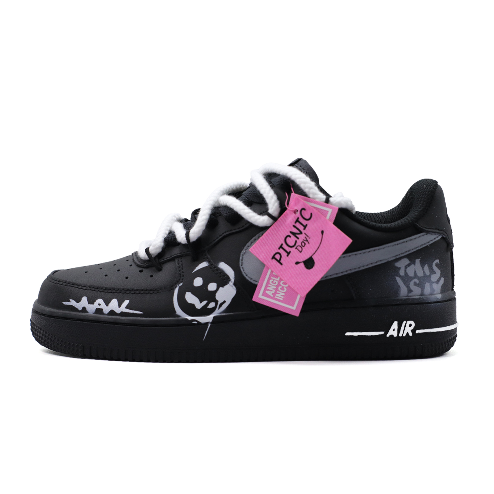 Nike Air Force 1 Ink Peach Wild Fun Abrasion Resistant Low top Skateboard Shoes Women's Black Gray