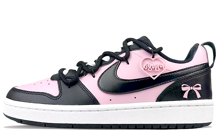 Nike Court Borough Non slip Lightweight Low top Skateboard Shoes GS Pink Black