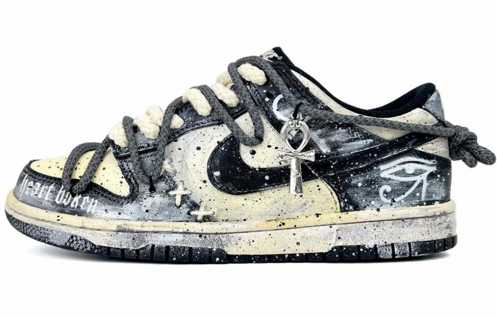 Nike Dunk Retro Black Comforts The Heart Low Top Skateboard Shoes Men's Black White Gray