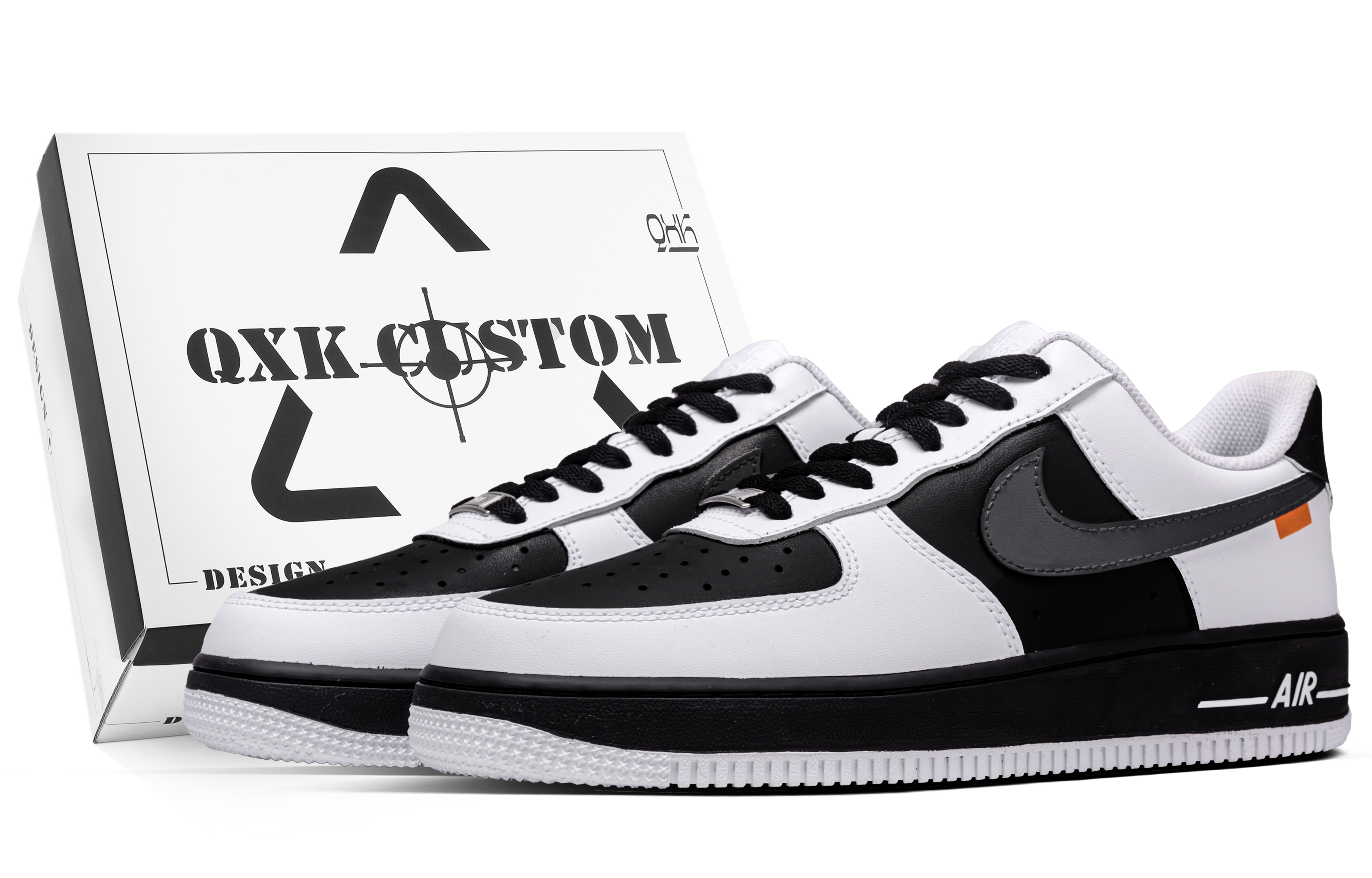 Nike Air Force 1 Black White Restricted, Box Abrasion Resistant Low top Skateboard Shoes Unisex Black White