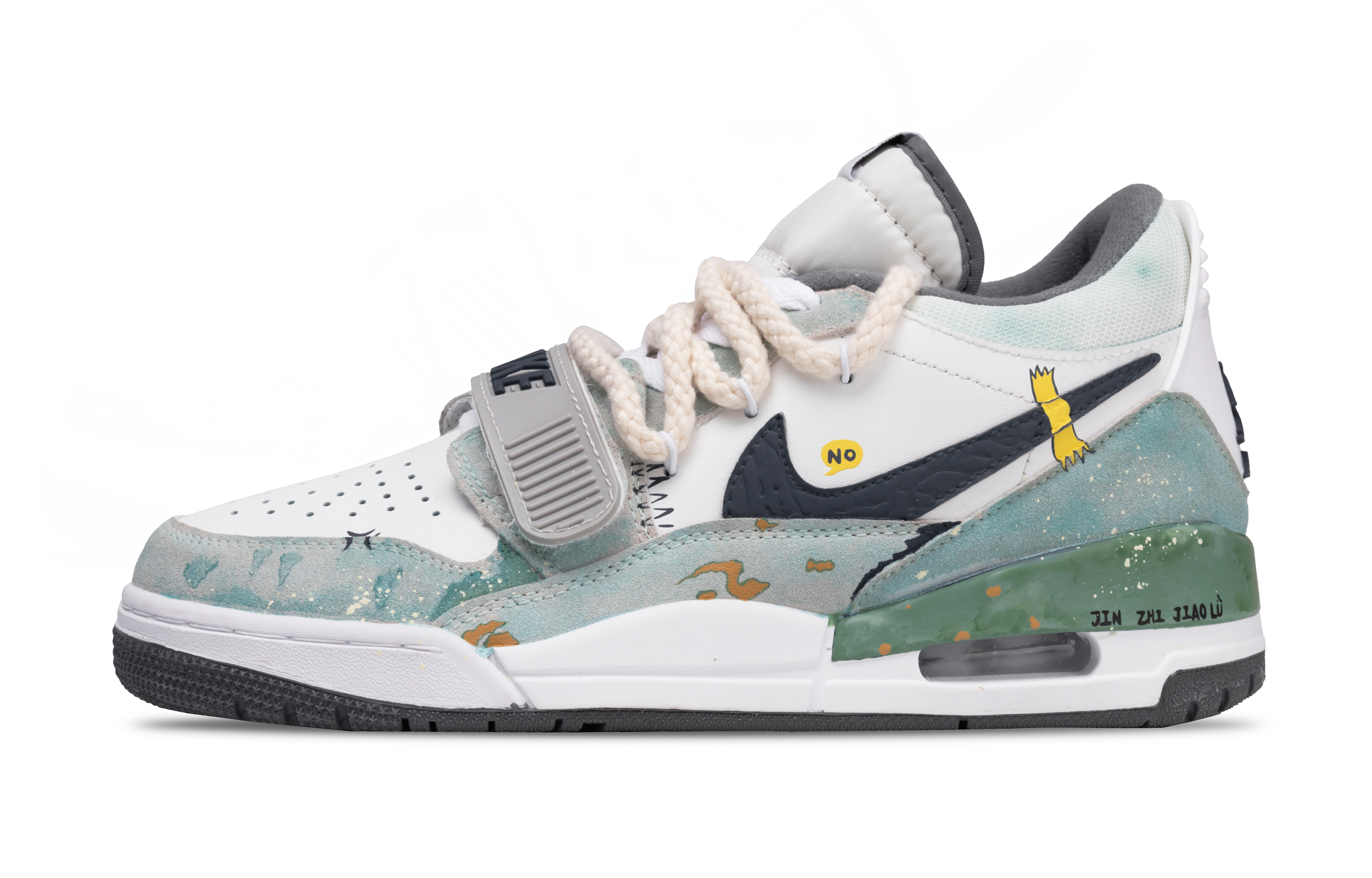 Jordan Legacy 312 The Wizard Of Oz Abrasion Resistant Low top Vintage Basketball Shoes Men's White Green