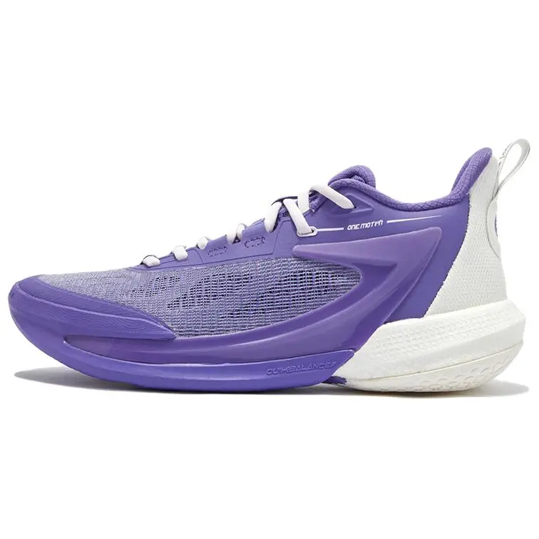 361° ONE MOTION Wave Series Shock Absorbers Slip Resistant Breathable Low top Basketball Shoes Men's Purple White