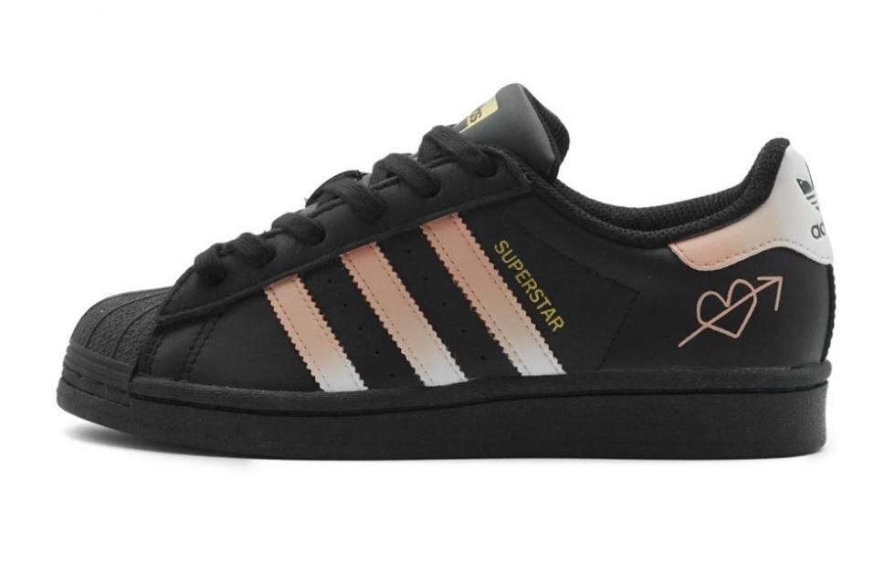 Adidas Originals Superstar Skateboard Shoes Unisex Low Top Black/Pink