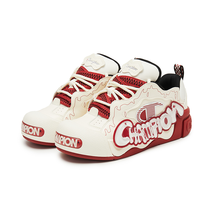 Champion Puffy Jelly Shoes Low Top Skateboard Shoes Unisex Milk White/Ember Red купить в интернет-магазине Yoocart с быстрой доставкой по России.