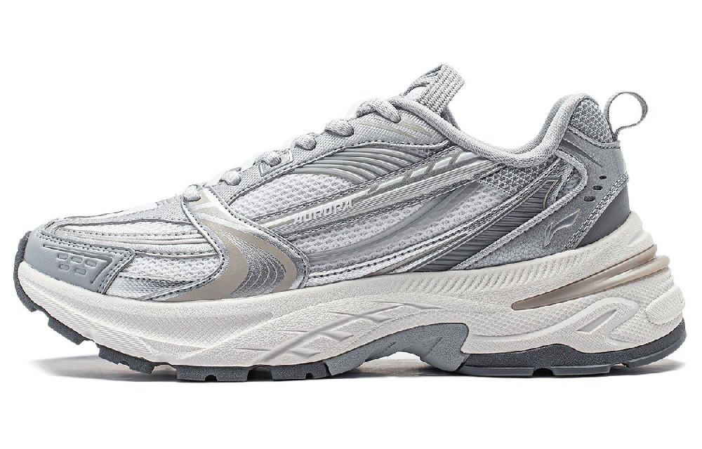 LiNing Aurora 2K V2 Cushioning Anti-Slip And Wear-Resistant Support Low-Top Casual Shoes Women's Silver White