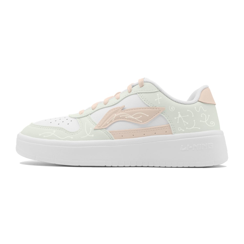 LiNing Pontoon Boats Slip-Resistant Cushioning Wear-Resistant Low-Top Skateboard Shoes Women's White Green
