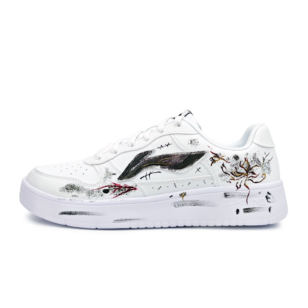 LiNing Pontoon Boats Lightweight Breathable Height Increasing Low top Skateboard Shoes Unisex White
