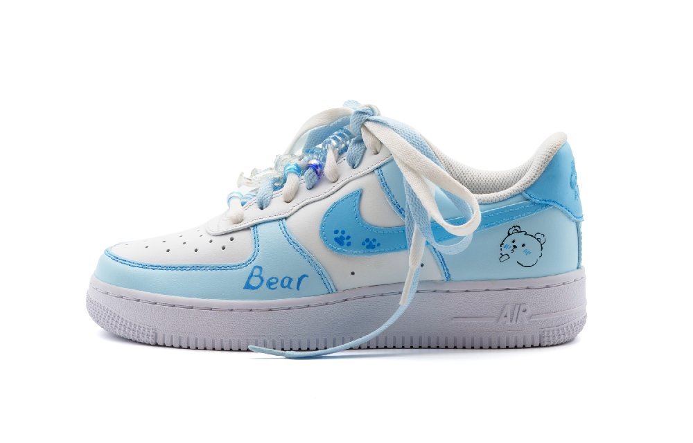 Nike Air Force 1 Anti Slip Wear Resistant Low Top Skateboard Shoes Unisex White Blue