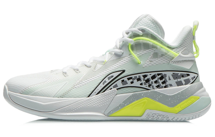 LiNing Fighting Falcon Cushioned Slip-Resistant Abrasion-Resistant Mid-Top Basketball Shoes Wavy Blue