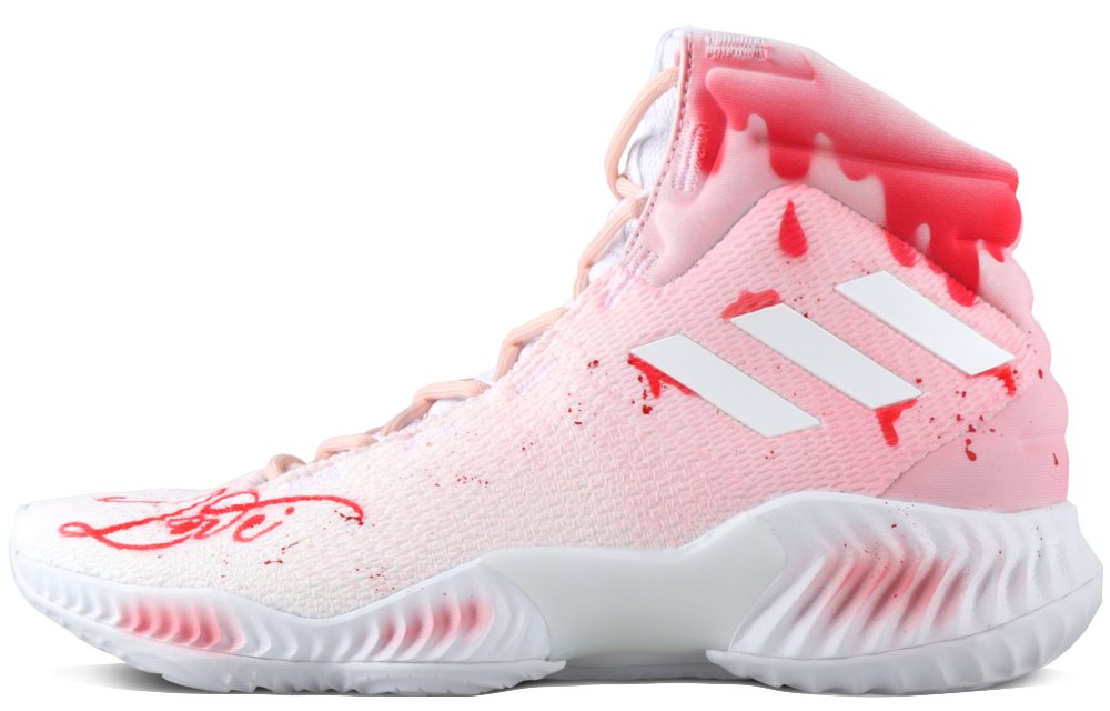 Adidas Pro Bounce 2018 Slip Resistant Abrasion Resistant High top Performance Basketball Shoes Men's White Pink