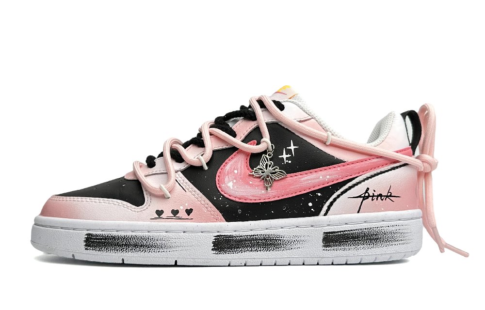 Nike Court Borough Low 2 Anti-Slip Wear-Resistant Low-Top Skateboard Shoes GS Black Pink