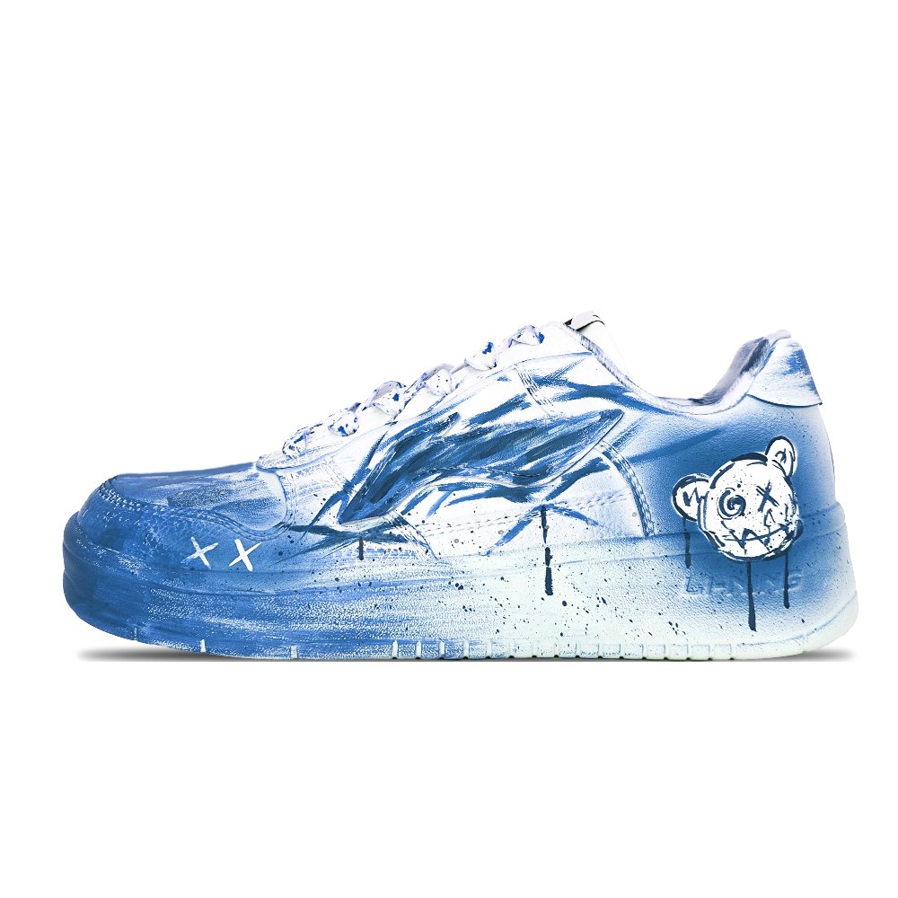LiNing Pontoon Boats Cushioning Abrasion Resistant Breathable Low Top Skateboard Shoes Men's Blue White