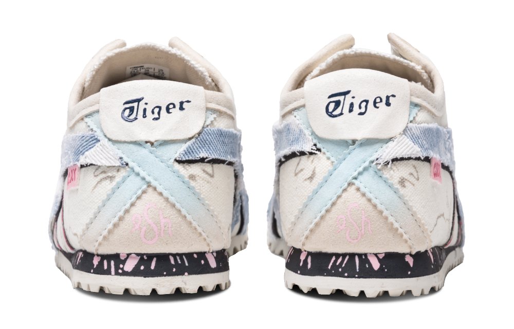 Onitsuka Tiger MEXICO 66 Spring Dream Letter Anti Slip Wear Resistant Low Top Casual Shoes Unisex Beige Blue
