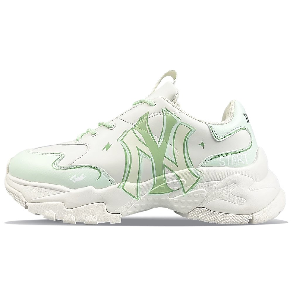 MLB Big Ball Chunky Cushioning Anti-Slip And Wear-Resistant Low-Top Chunky Sneakers Unisex Green White