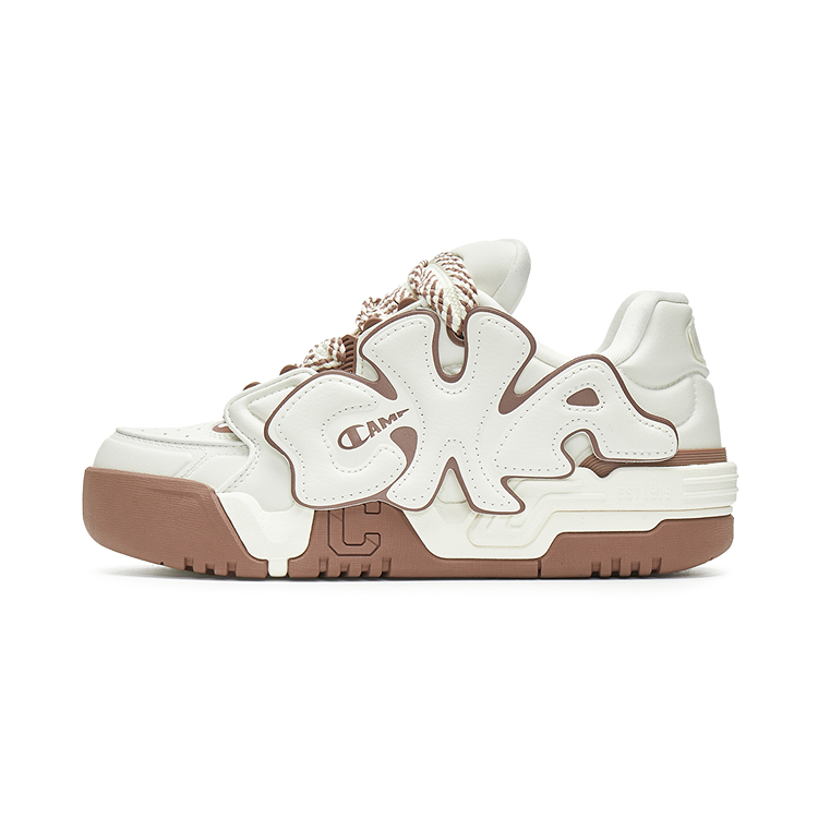 Champion Buckle Fun Coco Skate Low-Top Skateboard Shoes Women's Cream White/Roasted Almond Brown