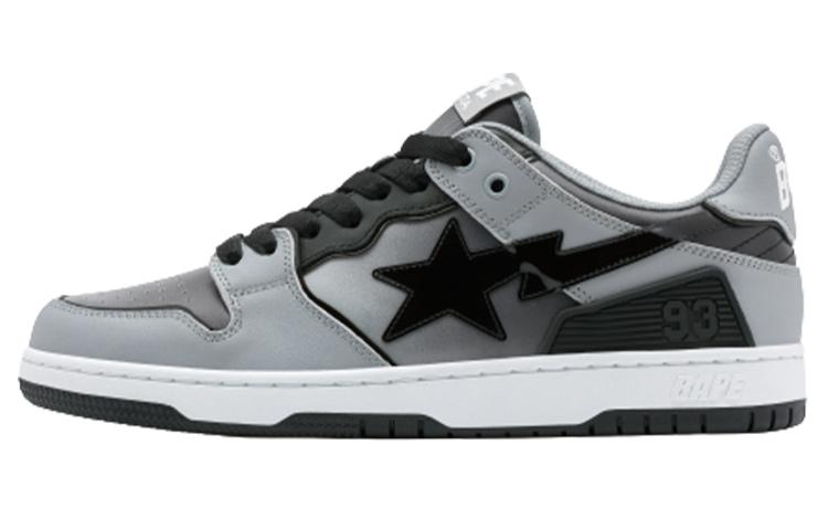 A BATHING APE SK8 STA Stylish Skateboarding Shoes Men's Black White Gray