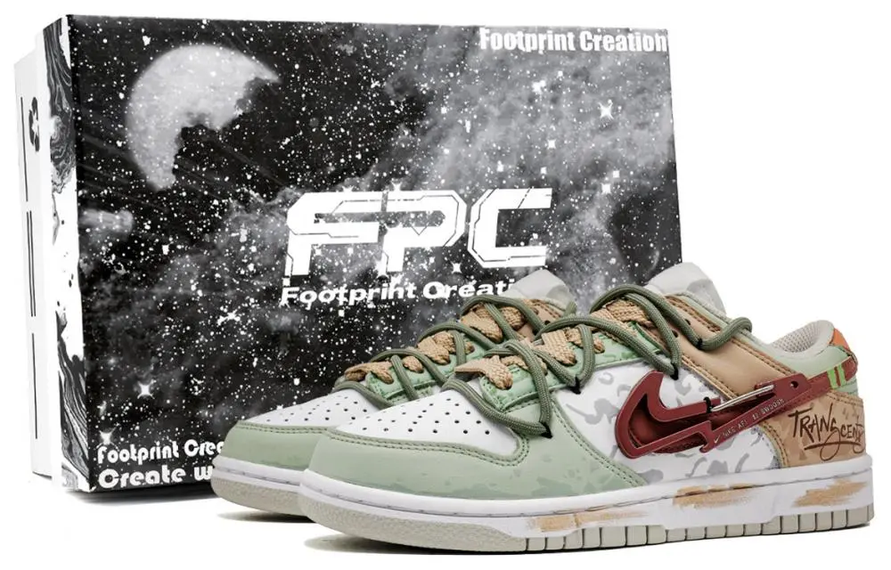Nike Dunk Boundary, Footprint Innovation, Box Abrasion Resistant Low top Skateboard Shoes Unisex Light Green