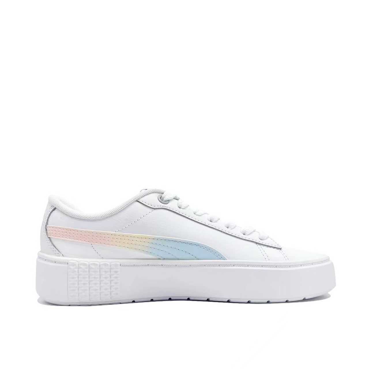 PUMA Smash Platform Rainbow Whisper Abrasion Resistant Low top Skateboard Shoes Unisex White Blue