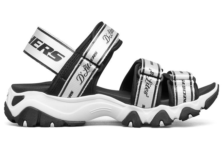 Skechers D'Lites 2.0 Sandals 'Black White' Women's