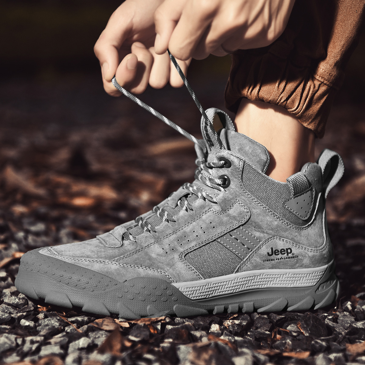 Jeep Mid Top Outdoor Shoes Men's Gray купить в интернет-магазине Yoocart с быстрой доставкой по России.