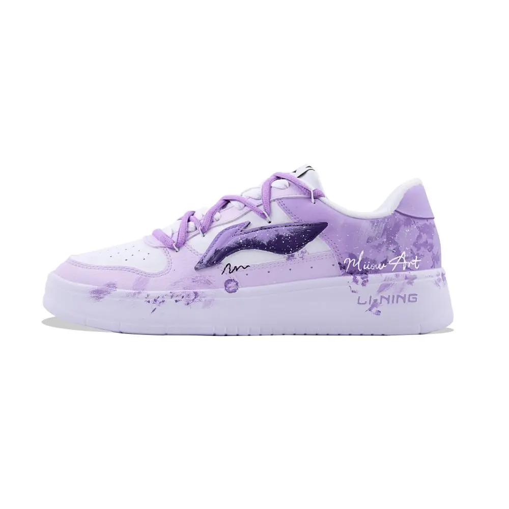 LiNing Pontoon Boats Abrasion Resistant Lightweight Height Increasing Low top Skateboard Shoes Unisex Light Lavender