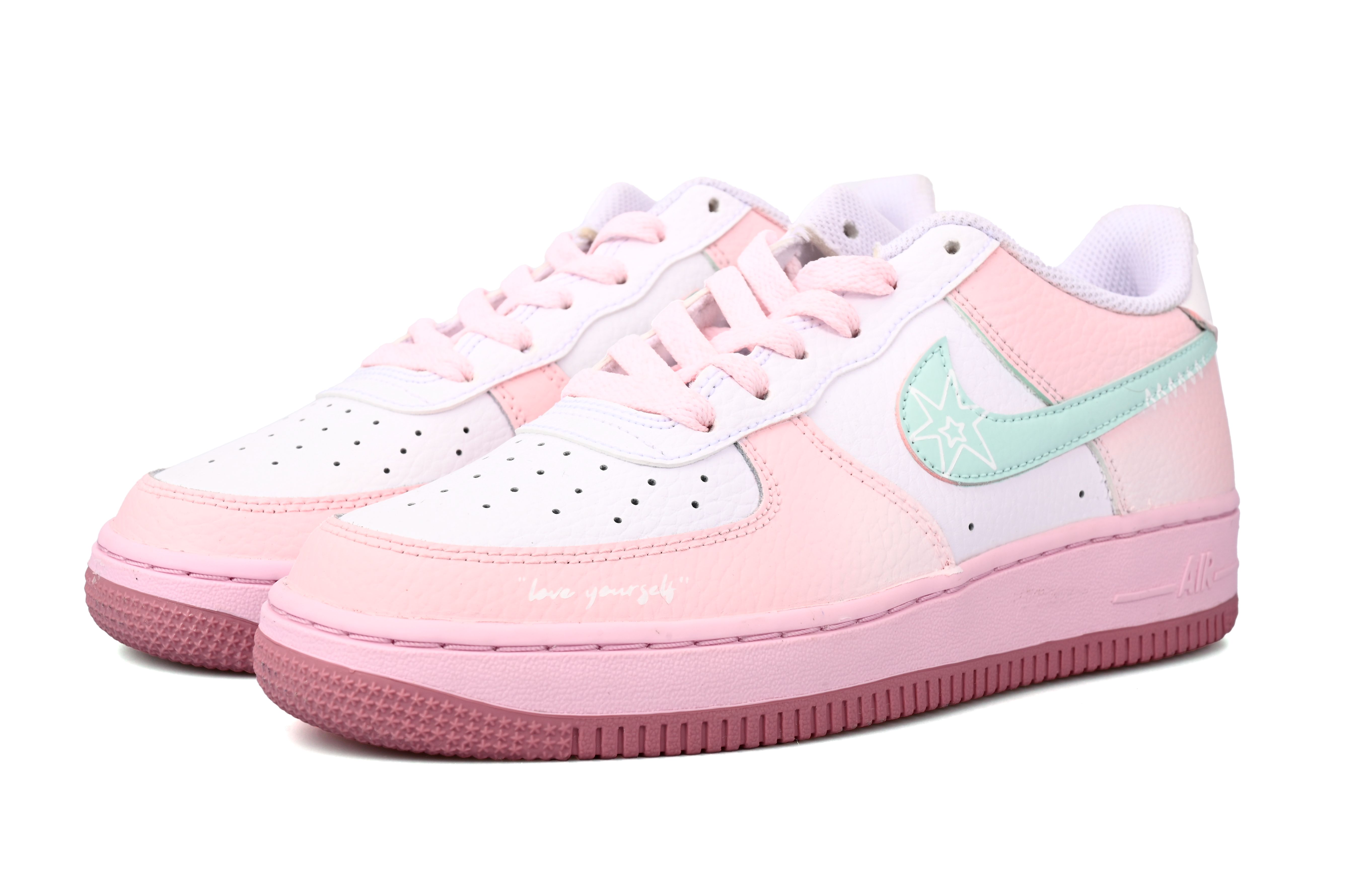 Nike Air Force 1 Mint Powder SAML Low-Top Skateboard Shoes GS Pink White