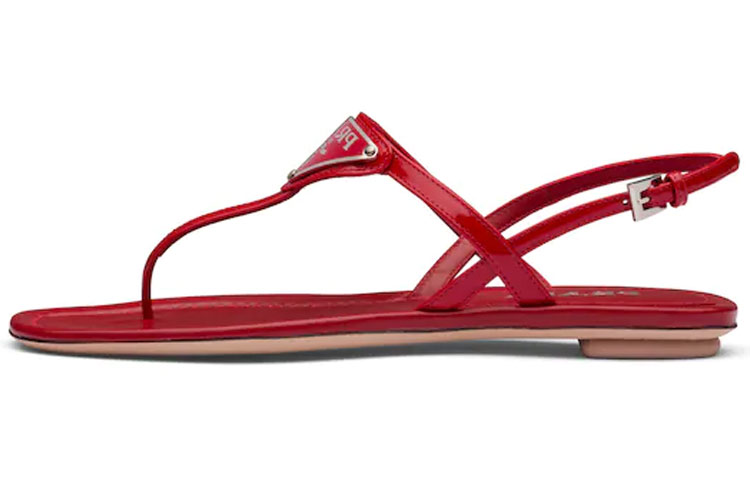 PRADA Cross Strap Sandals 'Red' Women's