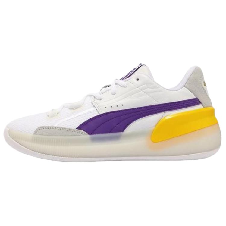 PUMA Clyde Hardwood Abrasion Resistant Breathable Low Top Basketball Shoes Unisex White